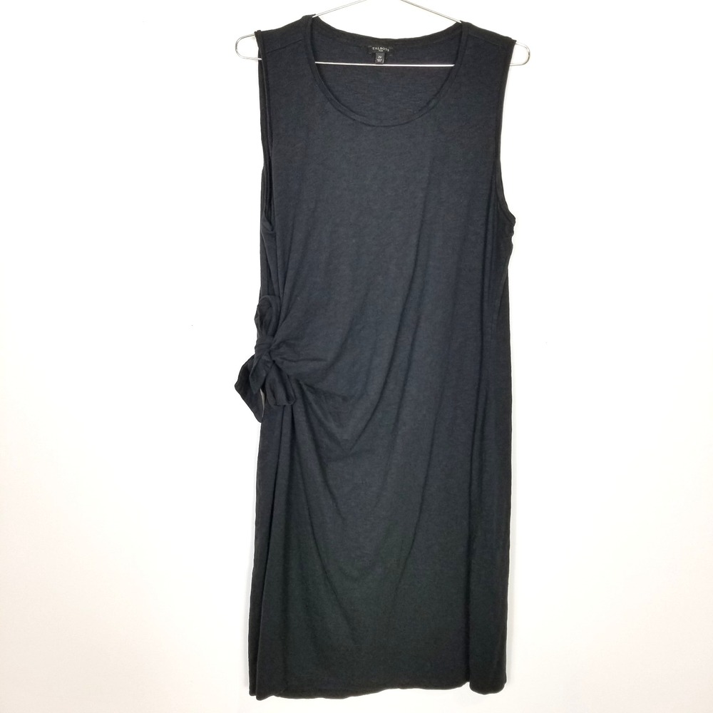 Talbots Women Plus Tie‎ Side Midi Dress Sz 2X Black Sleeveless Cotton Blend
